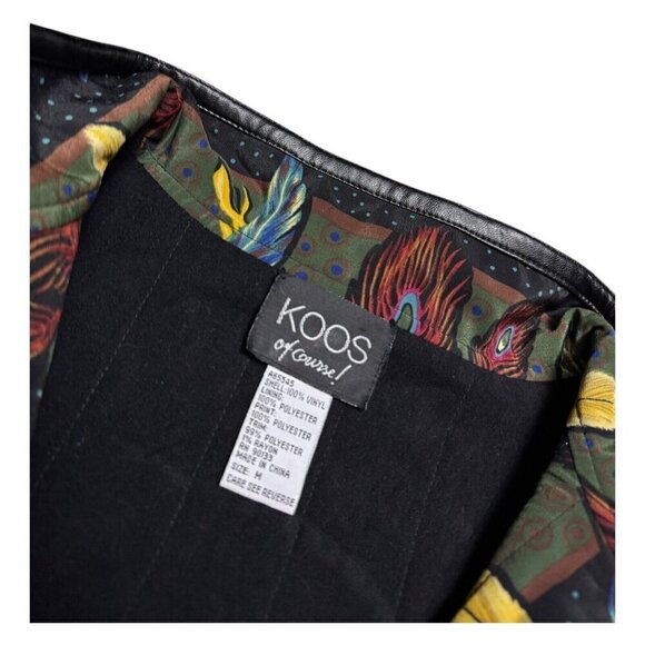 Black Leather Trench Coat with Colorful Lining - Picture 3 of 5